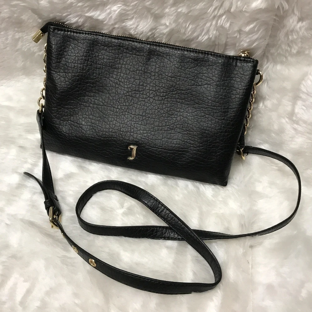 Juicy Couture black purse crossbody goldtone chains leather - Picture 1 of 8